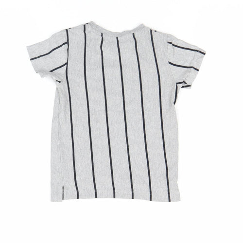 Next Boys Grey Striped Cotton Blend Short Sleeve T-Shirt 3-4 Years