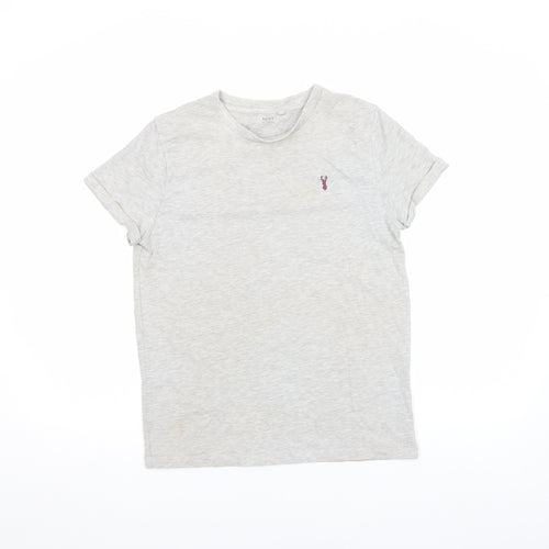 Next Boys Grey Cotton Blend Embroidered Crew Neck T-Shirt 14 Years