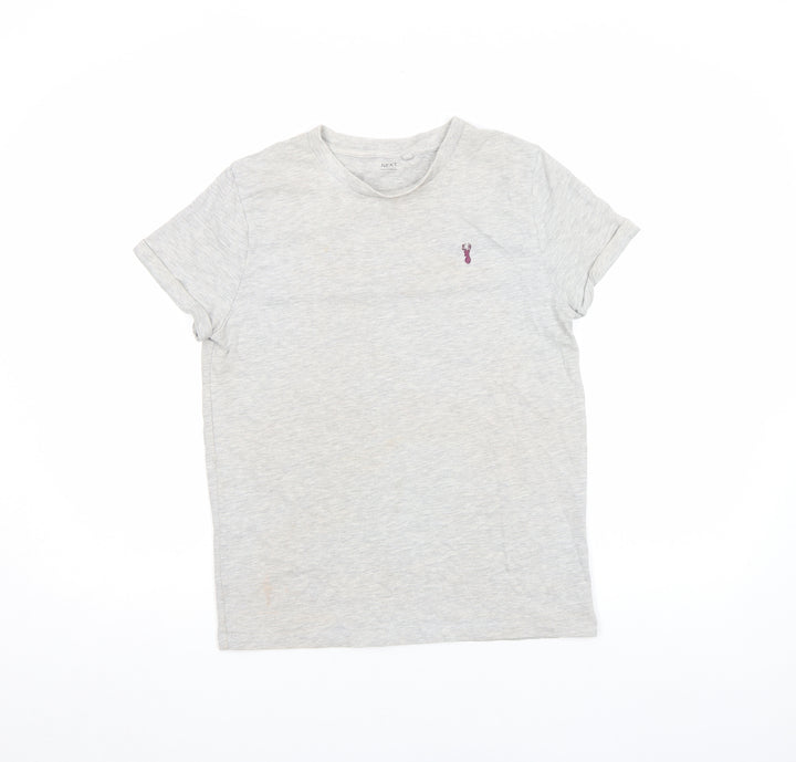 Next Boys Grey Cotton Blend Embroidered Crew Neck T-Shirt 14 Years