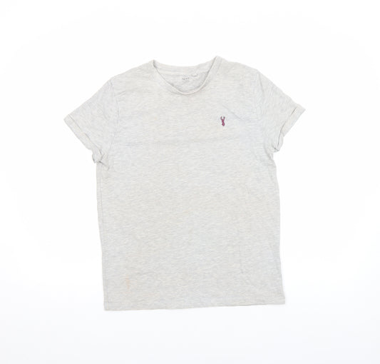 Next Boys Grey Cotton Blend Embroidered Crew Neck T-Shirt 14 Years