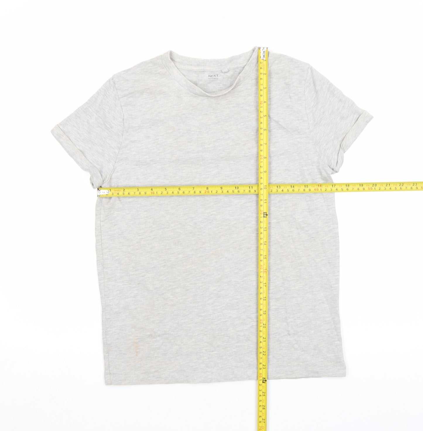 Next Boys Grey Cotton Blend Embroidered Crew Neck T-Shirt 14 Years