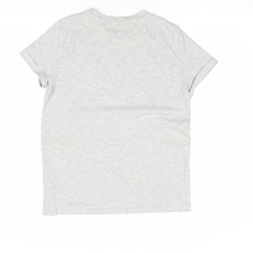 Next Boys Grey Cotton Blend Embroidered Crew Neck T-Shirt 14 Years
