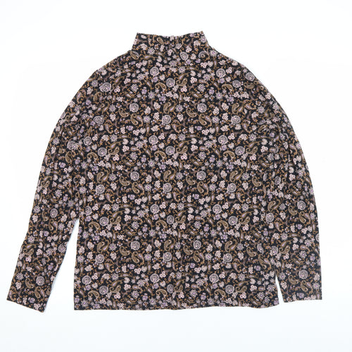 Marks and Spencer Womens Multicoloured Paisley Roll Neck Long Sleeve Jersey Blouse Size 16