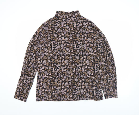 Marks and Spencer Womens Multicoloured Paisley Roll Neck Long Sleeve Jersey Blouse Size 16