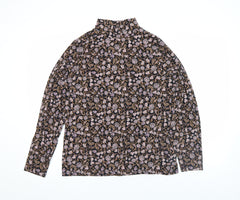 Marks and Spencer Womens Multicoloured Paisley Roll Neck Long Sleeve Jersey Blouse Size 16