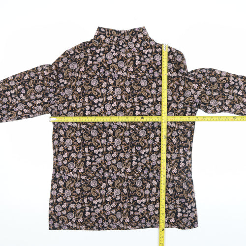 Marks and Spencer Womens Multicoloured Paisley Roll Neck Long Sleeve Jersey Blouse Size 16