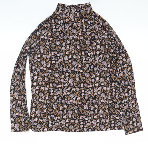 Marks and Spencer Womens Multicoloured Paisley Roll Neck Long Sleeve Jersey Blouse Size 16