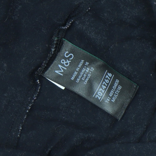 Marks and Spencer Womens Multicoloured Paisley Roll Neck Long Sleeve Jersey Blouse Size 16