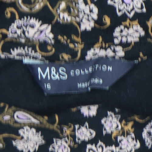Marks and Spencer Womens Multicoloured Paisley Roll Neck Long Sleeve Jersey Blouse Size 16