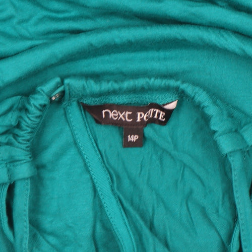 Next Petite Women's Green Halter Embroidered Cotton Tank Top Size 14P