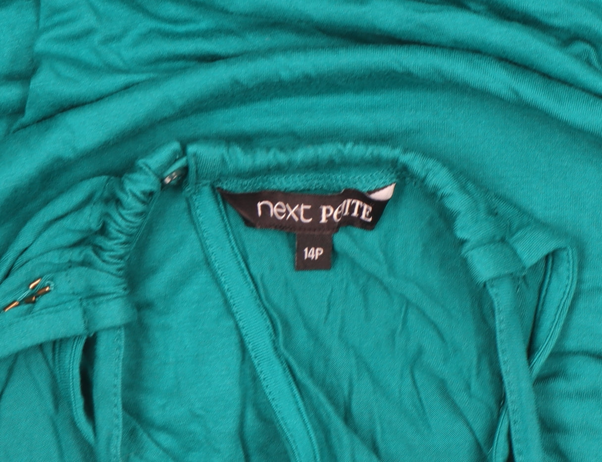 Next Petite Women's Green Halter Embroidered Cotton Tank Top Size 14P