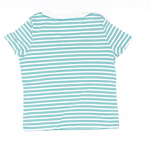 Bm Casual Women Blue Striped Short Sleeve Cotton T-Shirt M