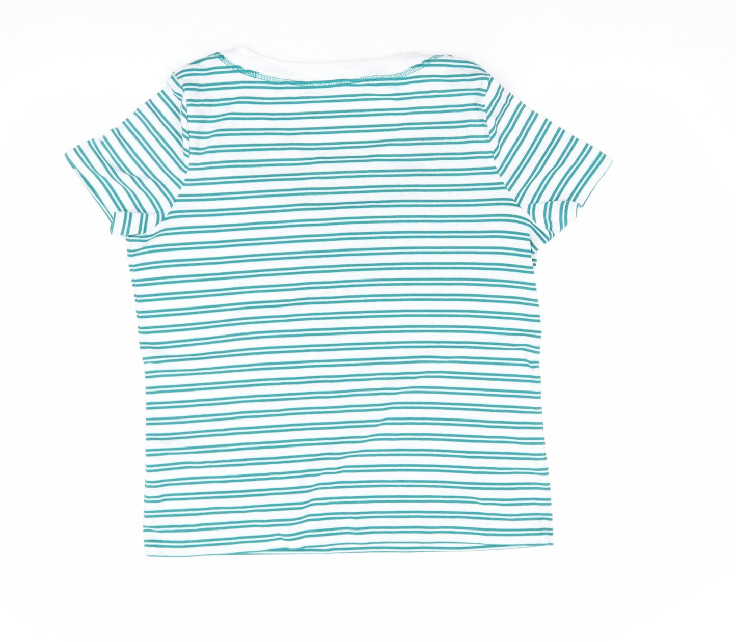 Bm Casual Women Blue Striped Short Sleeve Cotton T-Shirt M