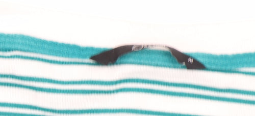 Bm Casual Women Blue Striped Short Sleeve Cotton T-Shirt M