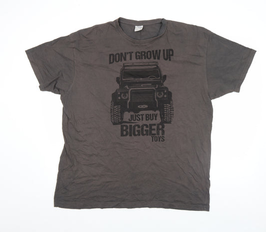 Uneek Men's Grey 2XL Graphic Car Print Cotton T-Shirt