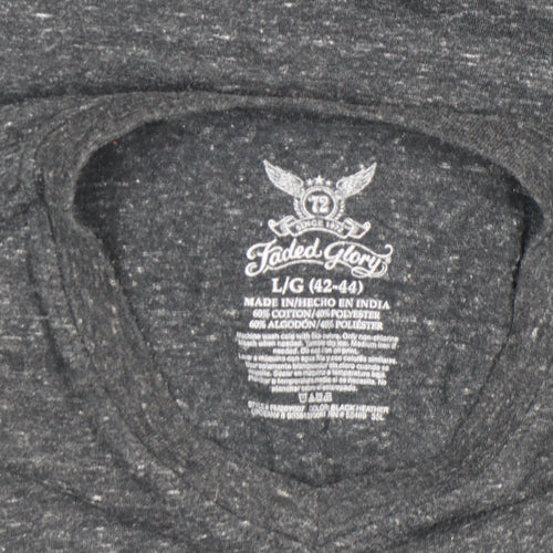 Faded Glory Men's Grey Heather Crew Neck Short Sleeve T-Shirt Size L