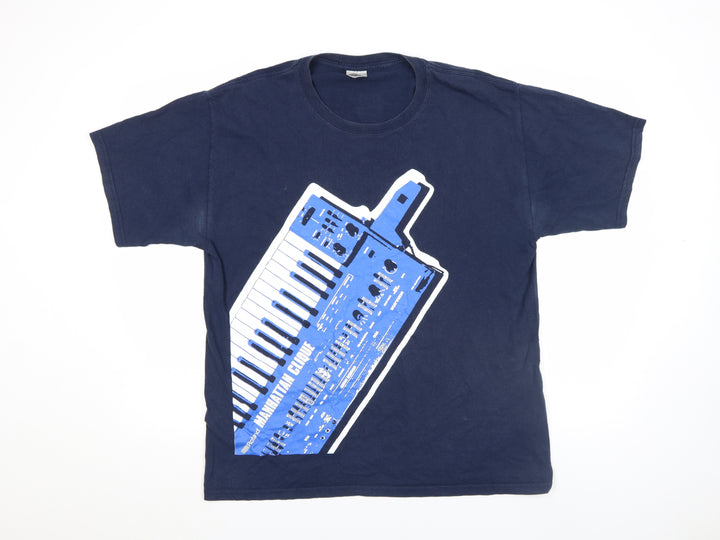 Gildan Men's Blue Music Print Short Sleeve Cotton T-Shirt Size L