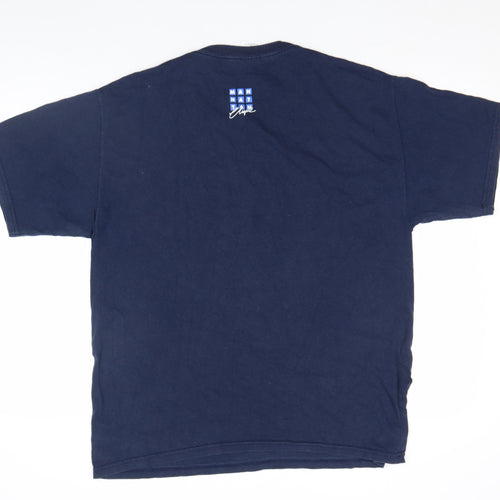 Gildan Men's Blue Music Print Short Sleeve Cotton T-Shirt Size L