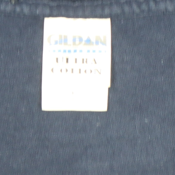 Gildan Men's Blue Music Print Short Sleeve Cotton T-Shirt Size L