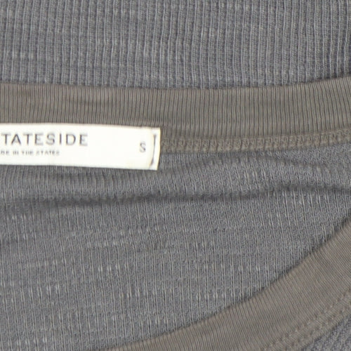 Stateside Men’s Grey Cotton Long Sleeve Crew Neck Top Size S