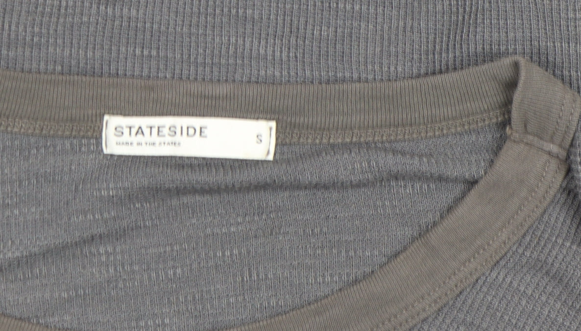 Stateside Men’s Grey Cotton Long Sleeve Crew Neck Top Size S
