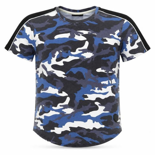 Project X Paris Men's Blue Camouflage Crew Neck T-Shirt Size S