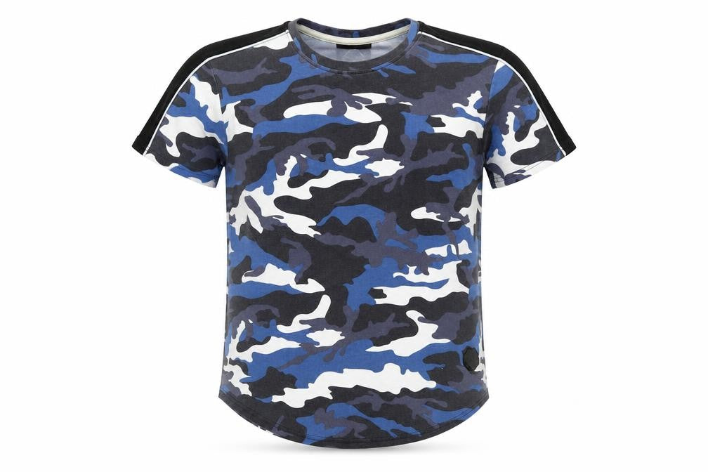 Project X Paris Men's Blue Camouflage Crew Neck T-Shirt Size S