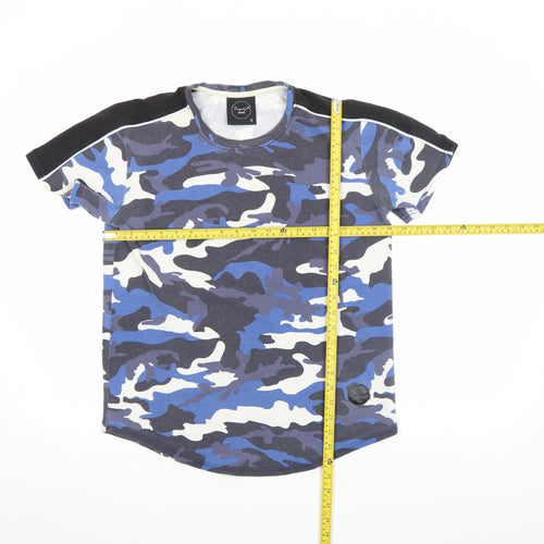 Project X Paris Men's Blue Camouflage Crew Neck T-Shirt Size S