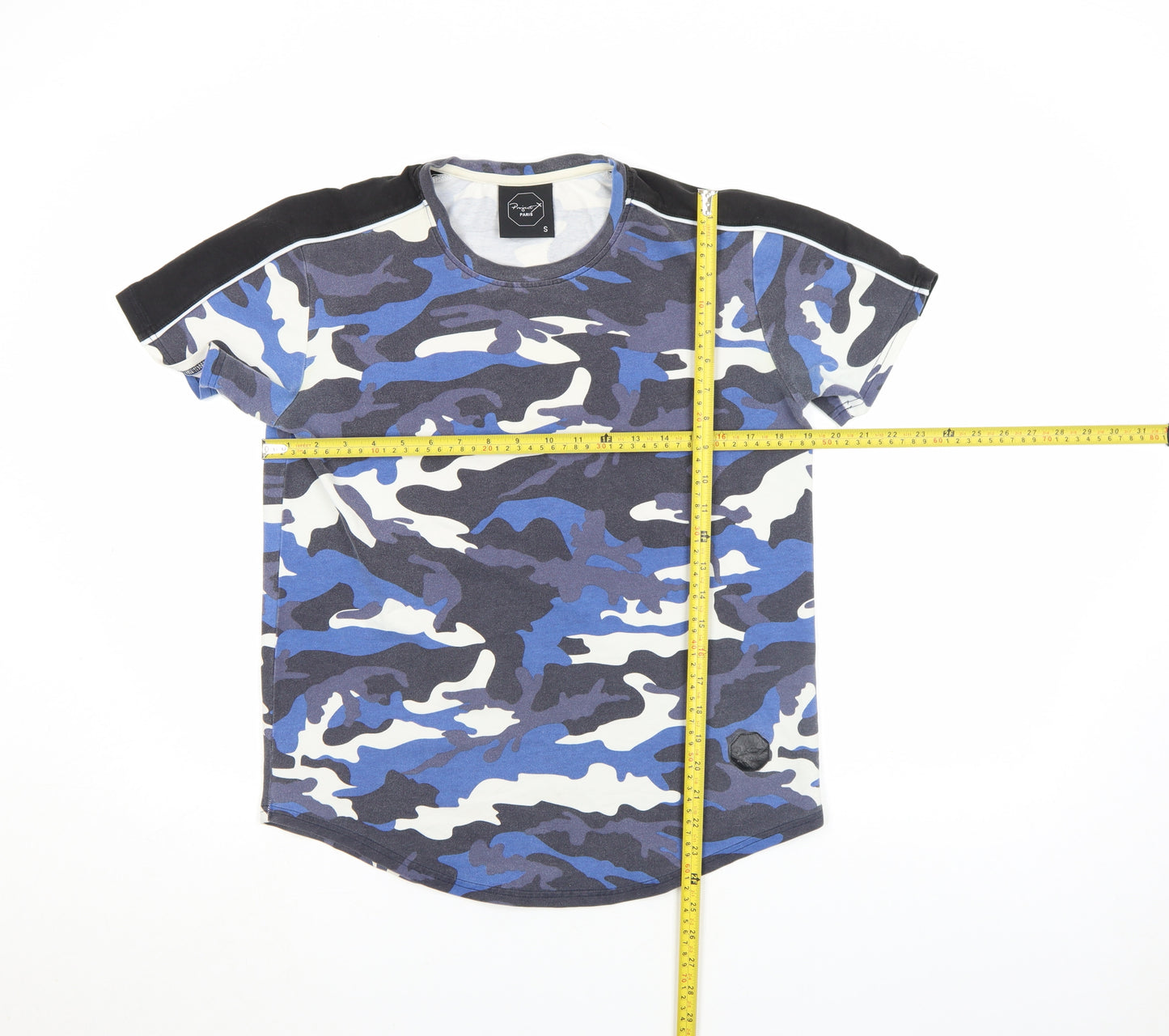 Project X Paris Men's Blue Camouflage Crew Neck T-Shirt Size S