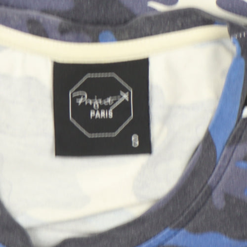Project X Paris Men's Blue Camouflage Crew Neck T-Shirt Size S