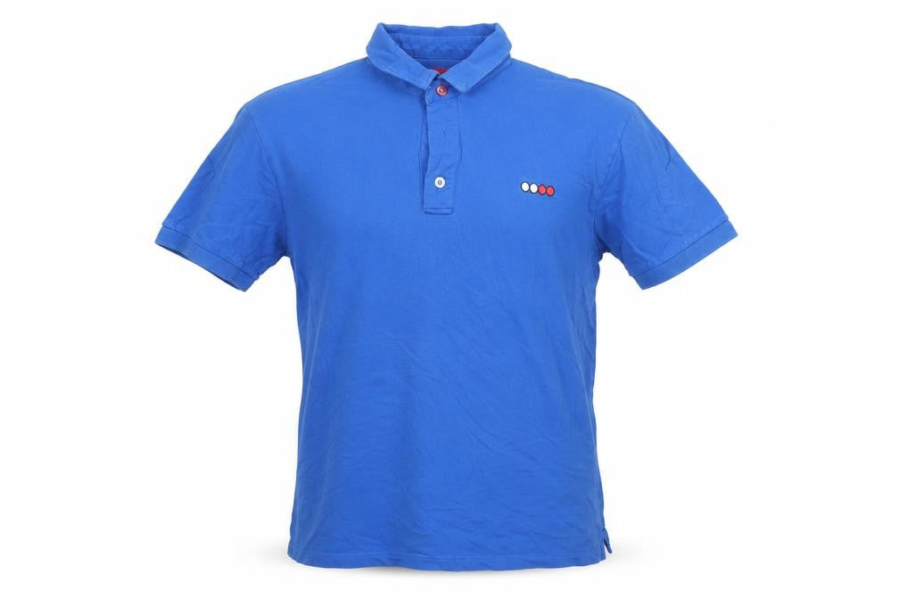 PAPIS.CC Men's Blue Cotton Short Sleeve Polo Shirt Size M