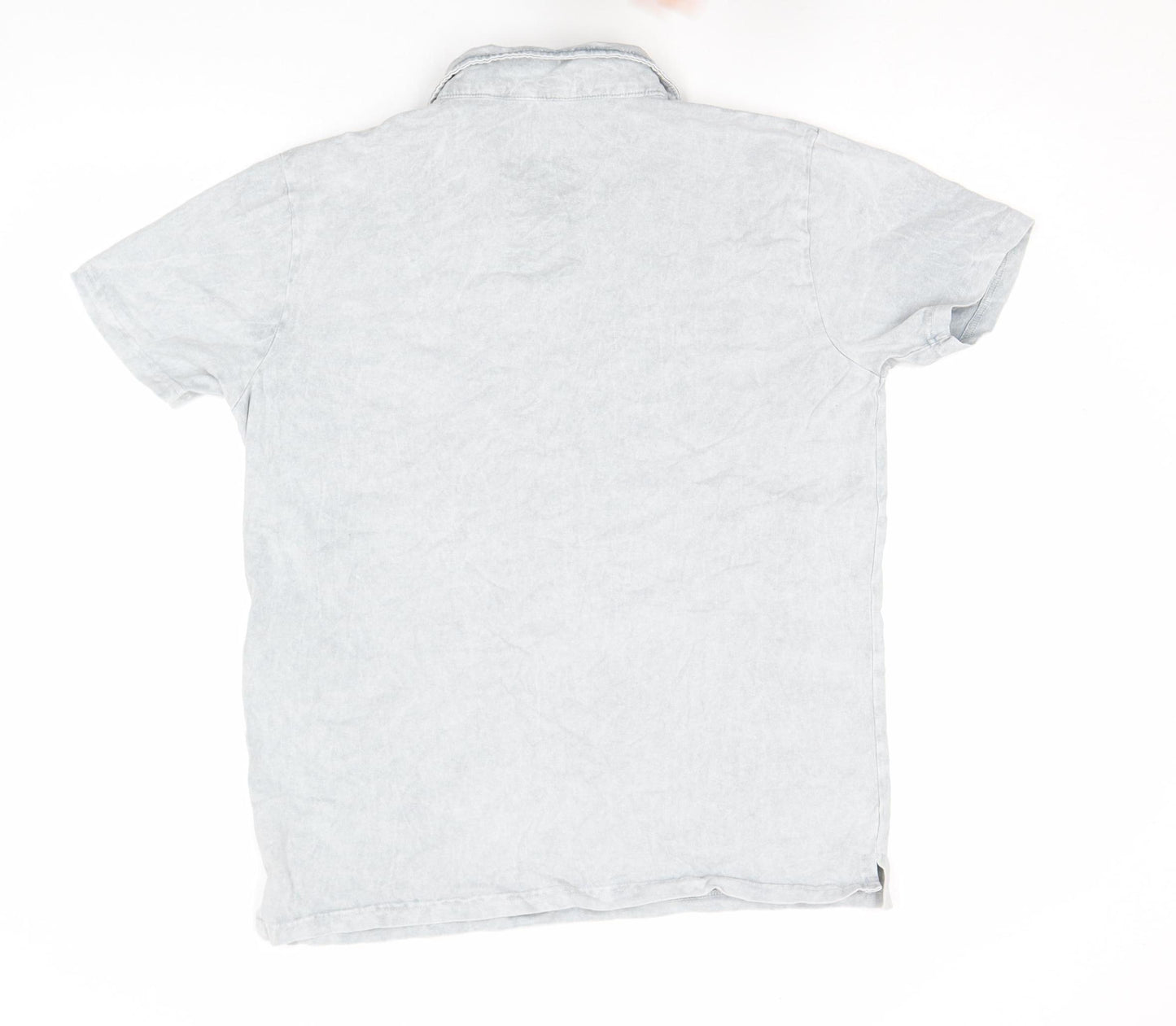 Finestra Men’s Grey Acid Wash Polo Shirt L Surf Van Print Casual Top