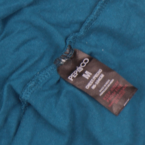 Pep&Co Men's Blue Graphic Sports T-Shirt Size M Cotton Crew Neck