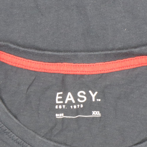 EASY Men's Navy Blue XXL Christmas Funny Graphic Cotton T-Shirt