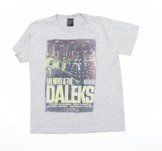 Doctor Who Men's Grey Graphic T-Shirt Daleks Print Size M