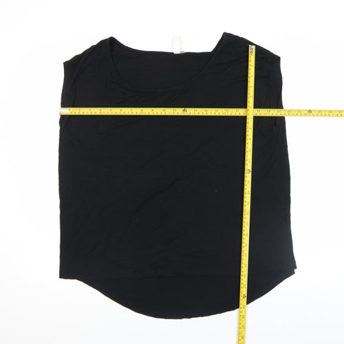 Rainbow Womens Black Cotton Scoop Neck Sleeveless Tank Top Size 16