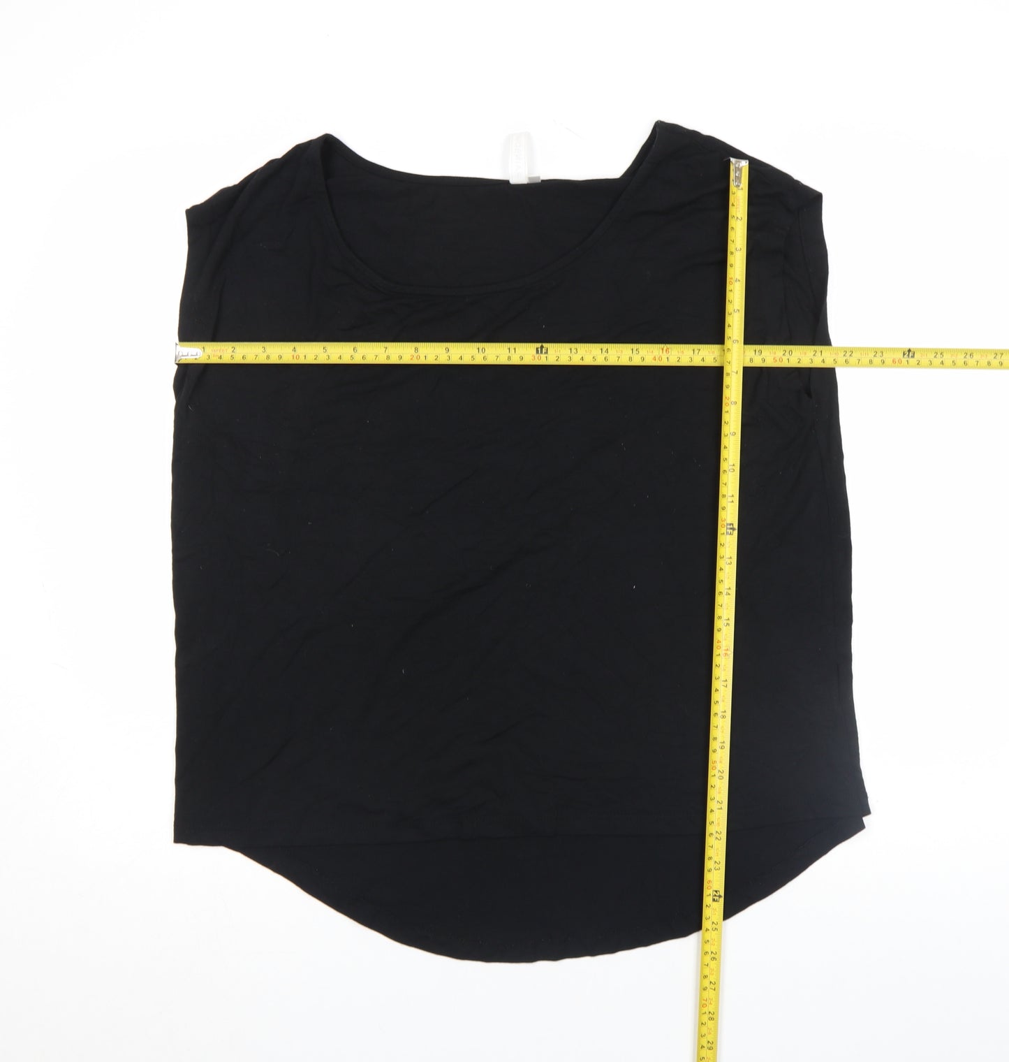 Rainbow Womens Black Cotton Scoop Neck Sleeveless Tank Top Size 16