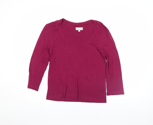 Jigsaw Women's Purple 3/4 Sleeve Modal Cotton Scoop Neck T-Shirt Size L
