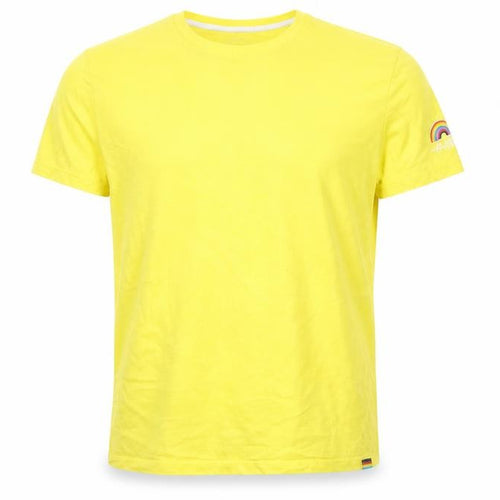 Hollister Men's Yellow XL Pride Rainbow Crew Neck Cotton T-Shirt