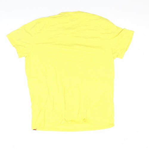 Hollister Men's Yellow XL Pride Rainbow Crew Neck Cotton T-Shirt