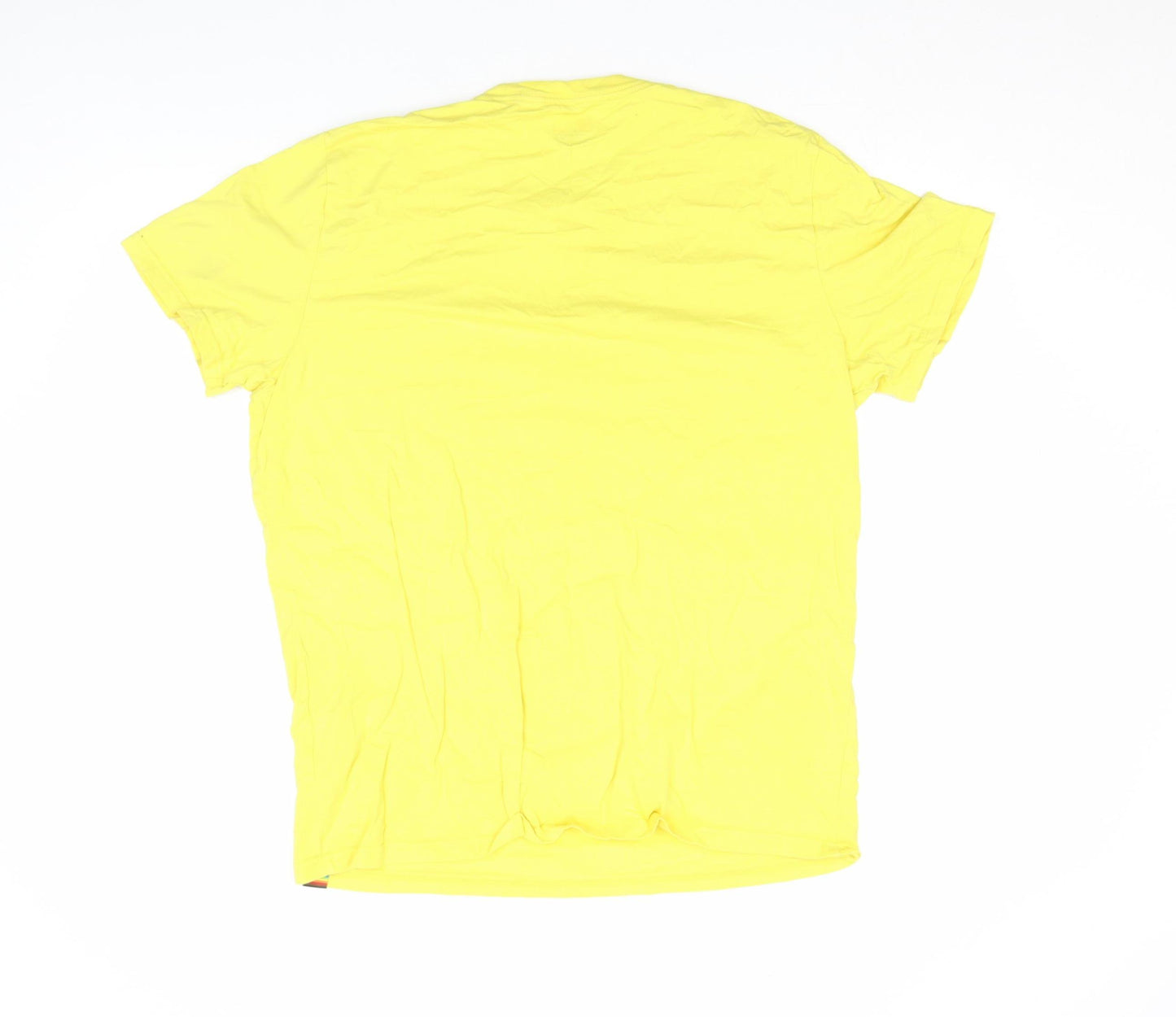 Hollister Men's Yellow XL Pride Rainbow Crew Neck Cotton T-Shirt
