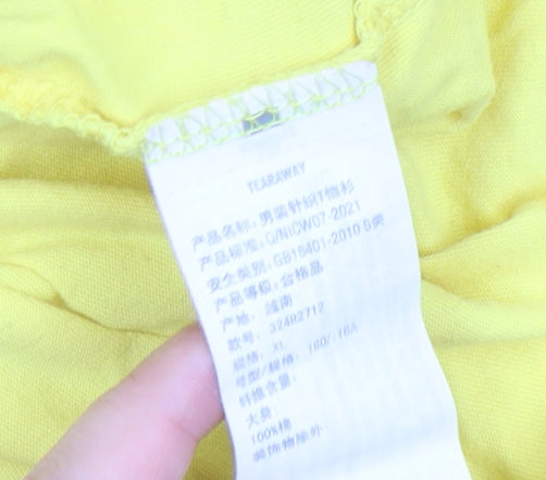 Hollister Men's Yellow XL Pride Rainbow Crew Neck Cotton T-Shirt