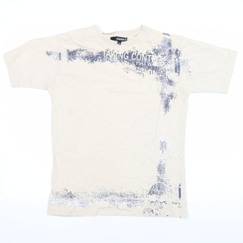 Haywire Men's Beige Graphic Print Cotton Crew Neck T-Shirt L