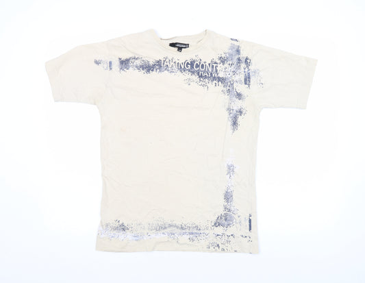 Haywire Men's Beige Graphic Print Cotton Crew Neck T-Shirt L