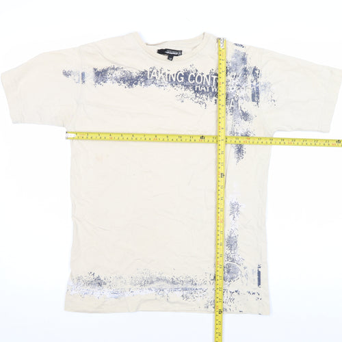 Haywire Men's Beige Graphic Print Cotton Crew Neck T-Shirt L