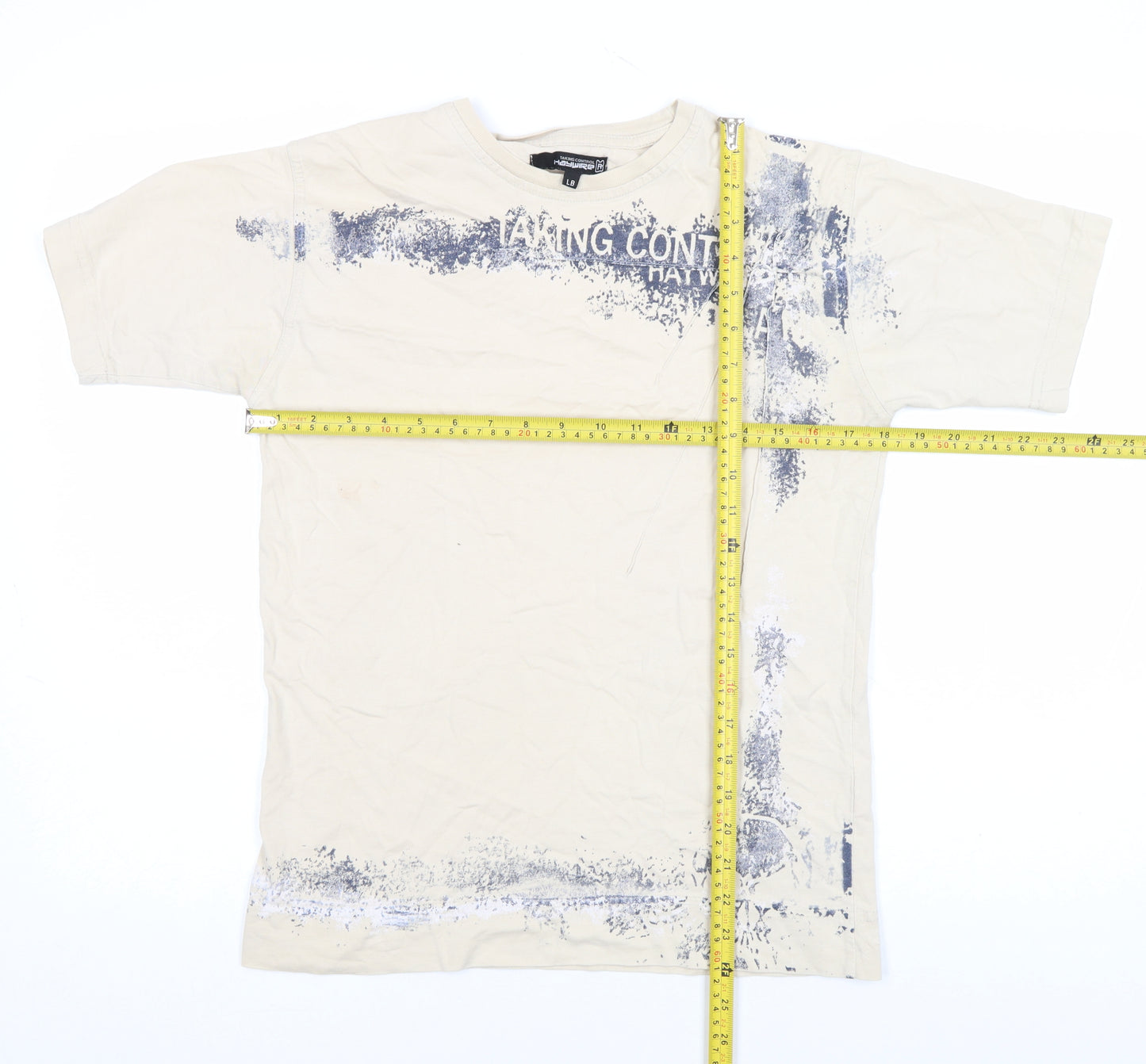 Haywire Men's Beige Graphic Print Cotton Crew Neck T-Shirt L