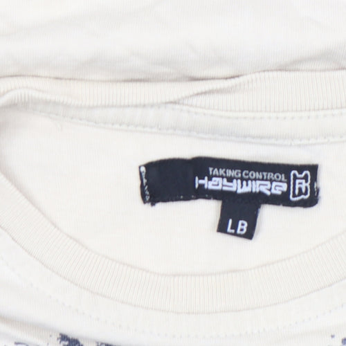 Haywire Men's Beige Graphic Print Cotton Crew Neck T-Shirt L