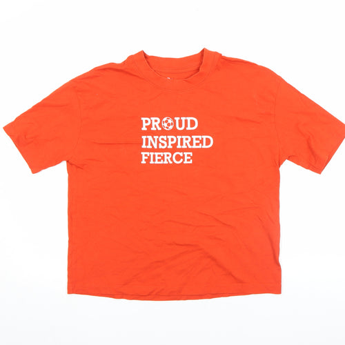 Tu Women’s Orange Cotton T-Shirt Size 8 Crew Neck Short Sleeve