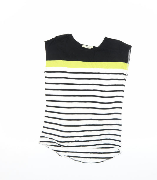 Oasis Women’s Black Stripe Crew Neck Sleeveless T-Shirt XS
