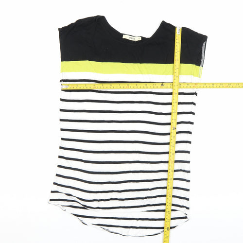 Oasis Women’s Black Stripe Crew Neck Sleeveless T-Shirt XS